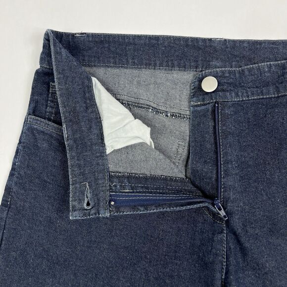 Eileen Fisher Dark Wash Lightweight Denim Straight Leg Mid Rise Jeans Small - Picture 4 of 8